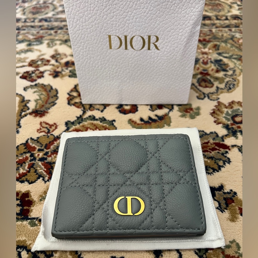 Dior Caro Medium Wallet in Cloud Blue